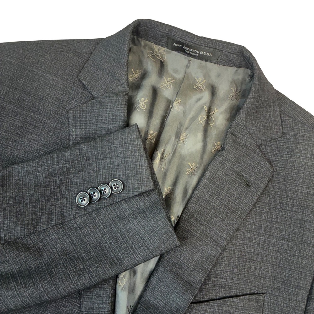 John Varvatos USA Bleecker-NN Suit Jacket Men 44R Charcoal Grey Wool Blazer